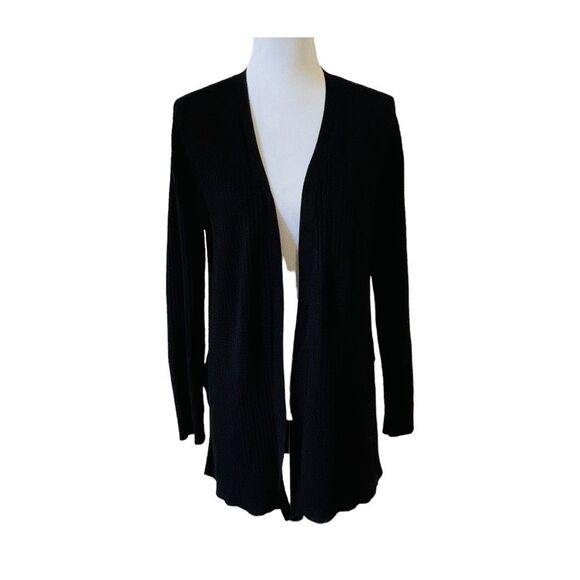 Verve Ami Long Black Open Front Cardigan size Small - Picture 1 of 11